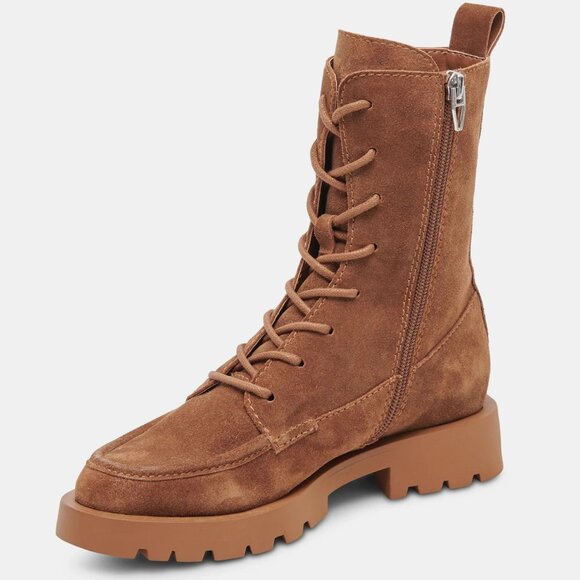 NEW DOLCE VITA Suede Erlene Lace Up Booties brown for women 663mn - Picture 1 of 9
